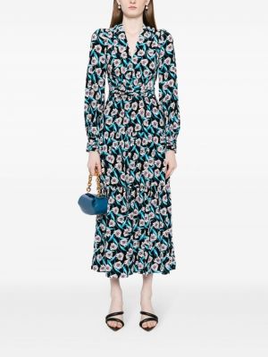 Robe chemise à fleurs Dvf Diane Von Furstenberg noir