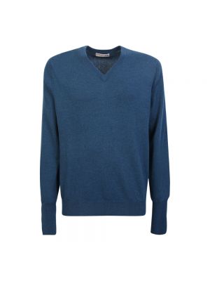 Długi sweter z kaszmiru z dekoltem w serek Ballantyne - niebieski