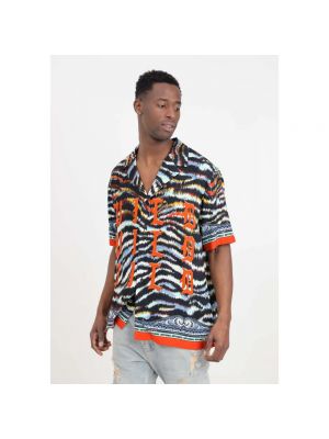 Camisa con estampado con rayas de tigre Just Cavalli naranja