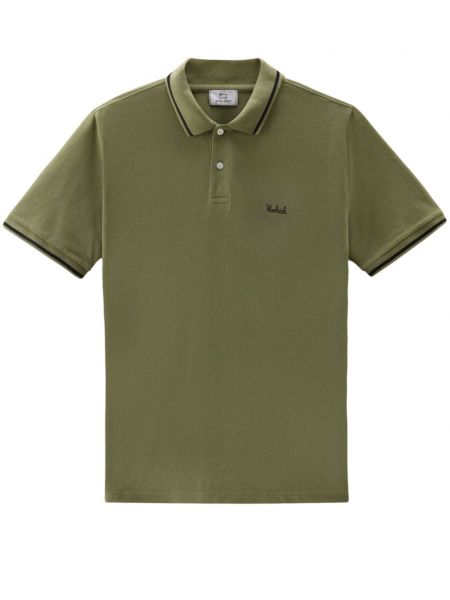 Medvilninis polo marškinėliai Woolrich žalia
