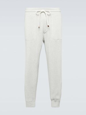 Pantaloni tuta di cotone Brunello Cucinelli grigio