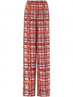 Pantaloni de mătase în carouri cu imagine Ferragamo roșu