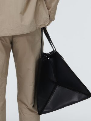 Kožená nákupná taška Nanushka čierna