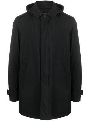 Páperová bunda s perím s kapucňou Herno čierna