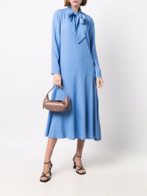 Midi šaty s mašlí L'autre Chose modré