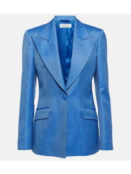Blazer di lana di lino di seta Gabriela Hearst blu
