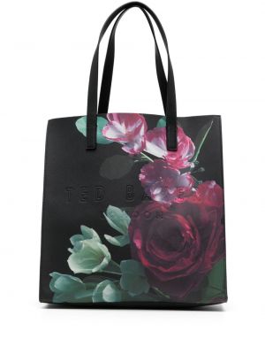 Nakupovalna torba s cvetličnim vzorcem s potiskom Ted Baker črna