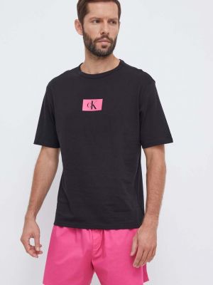 Piżama bawełniana z nadrukiem Calvin Klein Underwear różowa