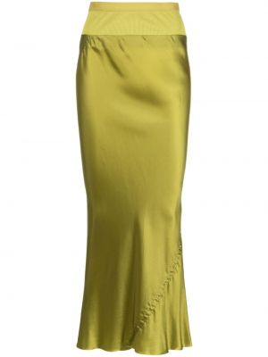 Saténové dlouhá sukně Rick Owens zelené