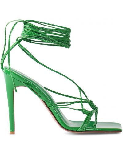 Lakované kožené sandály Andrea Wazen zelené