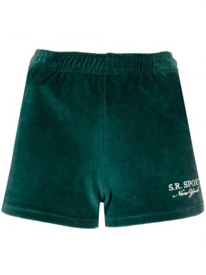Kratke hlače z vezenjem iz pliša Sporty & Rich zelena