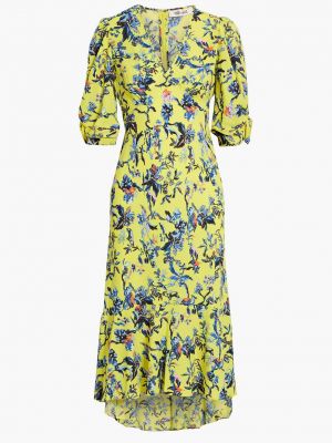 Платье миди в цветочек с принтом из крепа Diane Von Furstenberg Желтое
