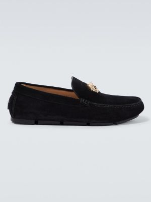 Semišové loafersy Versace čierna