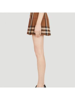 Mini falda a cuadros plisada Burberry marrón