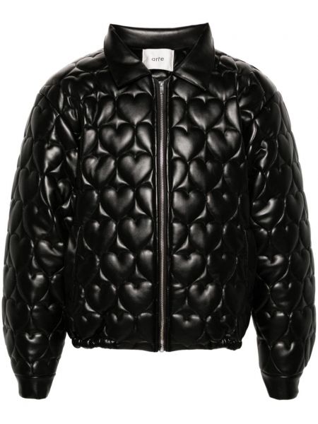 Prošivena pernata jakna s patentnim zatvaračem s uzorkom srca Arte crna