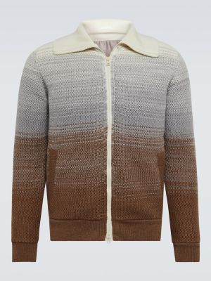 Cárdigan de lana con cremallera de tela jersey Herno