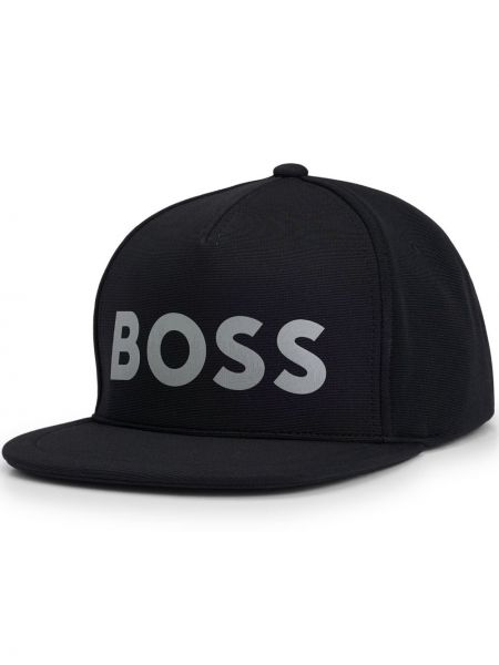 Raštuotas kepurė su snapeliu Boss juoda