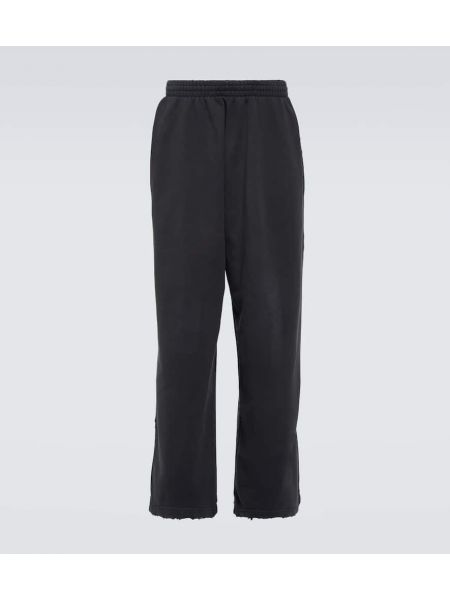 Pantaloni tuta felpati di cotone baggy Balenciaga nero