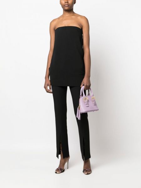 Kožená shopper kabelka Versace Jeans Couture fialová