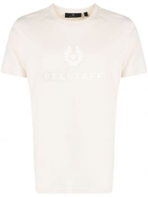 Bombažna majica s potiskom Belstaff bela