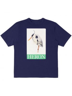 Bombažna majica s potiskom Heron Preston modra