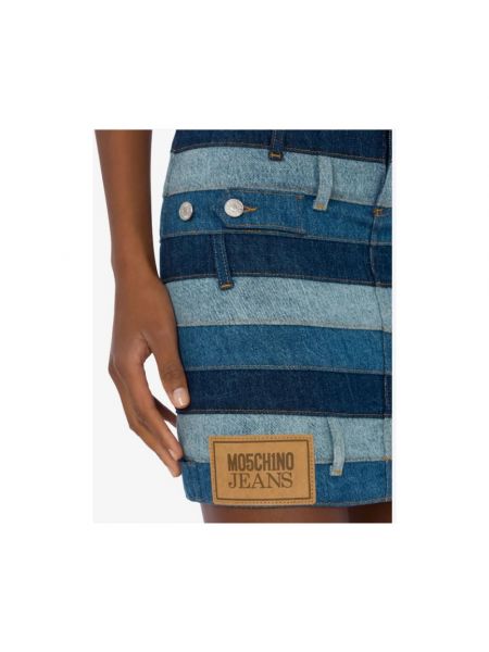 Spódnica jeansowa z wysoką talią w paski Moschino