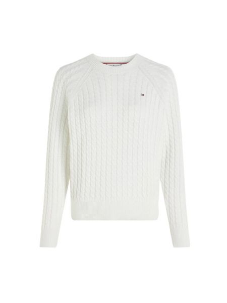 Dzianinowy sweter relaxed fit Tommy Hilfiger biały