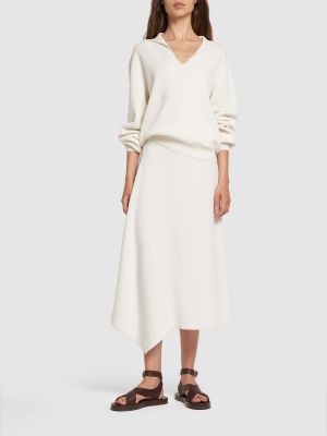 Bavlnená midi sukňa Loro Piana biela