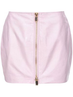 Kožna suknja s patentnim zatvaračem Pinko ružičasta