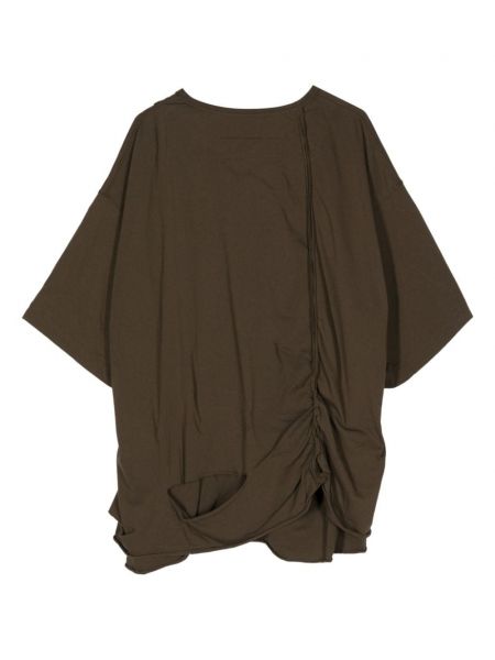 Drapiruotas medvilninis marškinėliai Ziggy Chen ruda