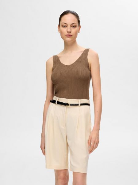Top in maglia Selected Femme marrone