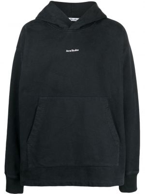 Raštuotas medvilninis džemperis su gobtuvu Acne Studios juoda