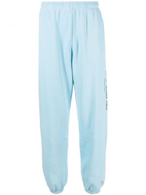 Pantaloni din bumbac cu imagine Sporty & Rich albastru
