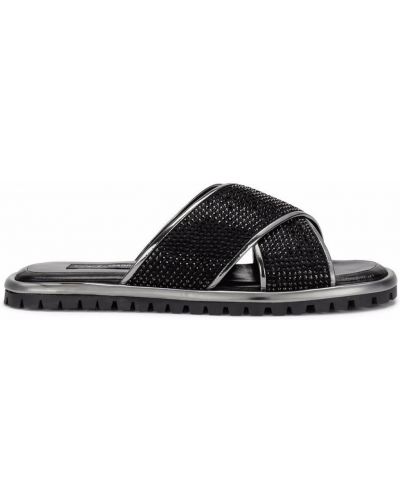Sandales en cuir à imprimé en cristal Dolce & Gabbana argenté