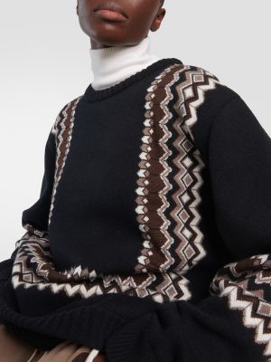 Sweter wełniany żakardowy Chloã© czarny