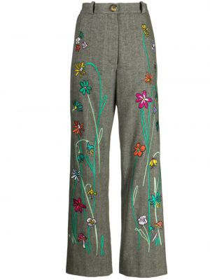 Květinové bavlněné kalhoty s výšivkou Mira Mikati