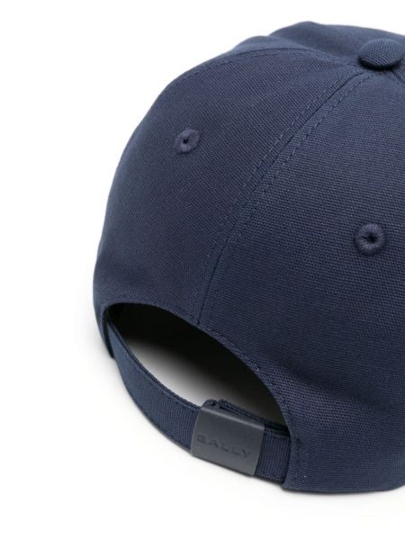 Medvilninis siuvinėtas kepurė su snapeliu Bally mėlyna