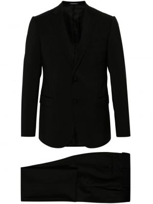 Czarny garnitur wełniany Emporio Armani