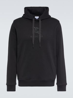 Pamučna hoodie s kapuljačom od jersey Burberry crna