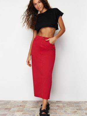Spódnica jeansowa Trendyol czerwona
