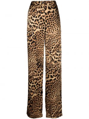 Копринени прав панталон с принт с леопардов принт Nili Lotan