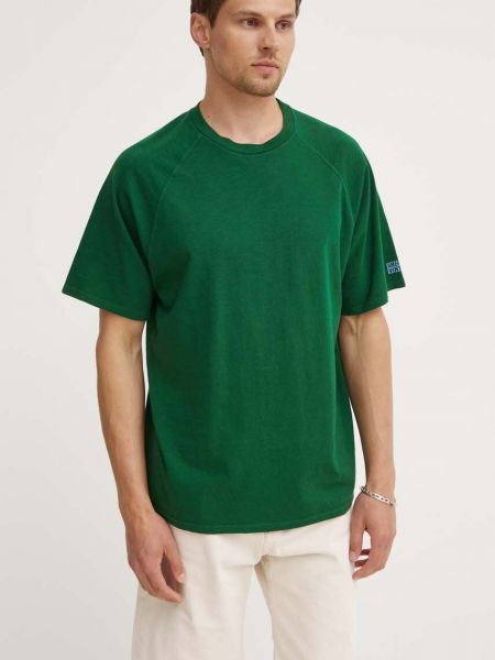 Retro pamučna majica s melange uzorkom American Vintage zelena