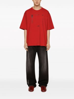 Koszulka bawełniana z nadrukiem Dolce & Gabbana Dg Vibe czerwona