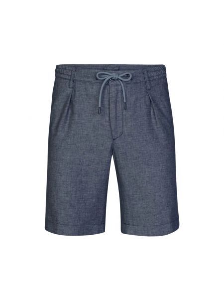Leinen shorts mit plisseefalten Profuomo blau