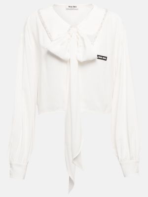 Bluza z vezenjem Miu Miu bela