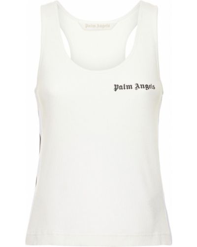 Top di cotone in jersey Palm Angels bianco