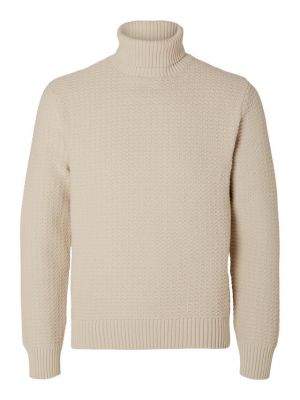 Cardigan col roulé Selected Homme beige