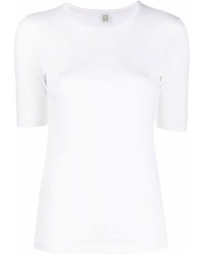 T-shirt con scollo tondo Toteme bianco