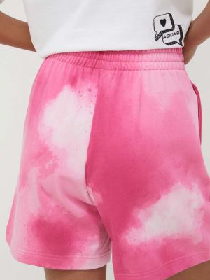 Bavlněné kraťasy s vysokým pasem Adidas Originals růžové