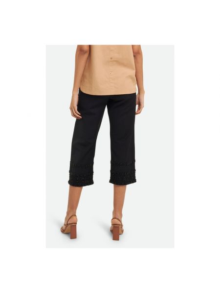 Pantalones con bordado de lino bootcut Twinset negro